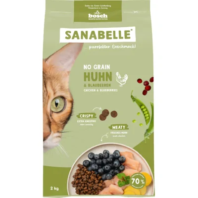 Sanabelle No Grain met kip en bosbessen graanvrij katttenvoer 2 x 8 kg