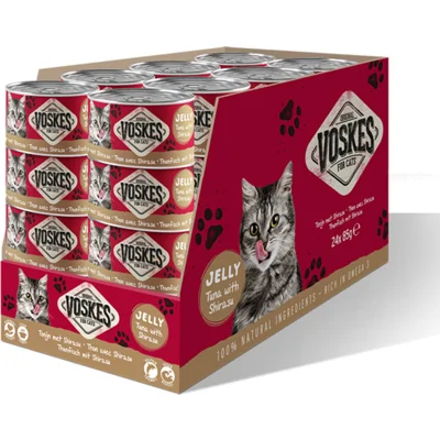 Voskes Jelly tonijn met Shirasu natvoer kat (24x85 g) 1 tray (24 x 85 g)