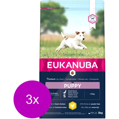 3x Eukanuba Growing Puppy Medium Hondenvoer Small 3 kg