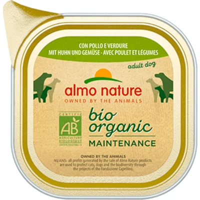 64x Almo Nature Bio Organic Maintenance Hondenvoer Kip&Groenten 100 gr