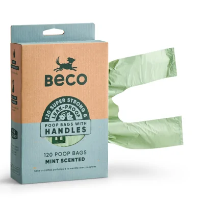 Beco Poop Bags Recycled Handles Mint 120 stuks