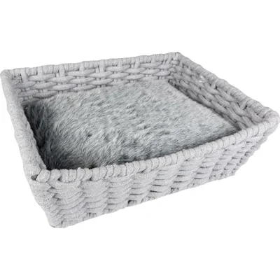 Duvo+ oyster mand rechthoekig in katoentouw grijs 45x34x16cm