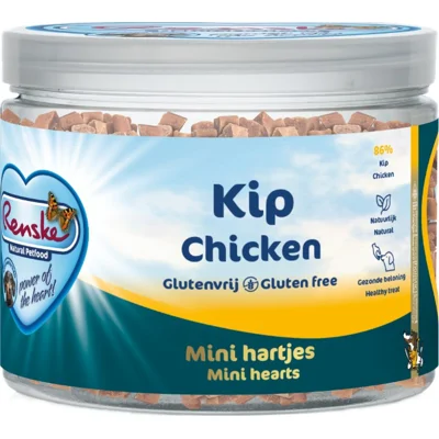 Renske gezonde beloning mini hartjes kip/wortel hondensnack 100gr