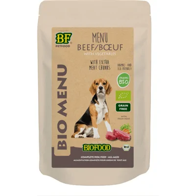 BF Petfood Biofood Organic Rund Bio Menu natvoer hond (zakjes 150 gram) 15 x 150 g