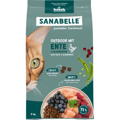 Sanabelle Outdoor met eend & bosbessen kattenvoer 2 kg