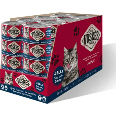 Voskes Jelly tonijn met tandbaars natvoer kat (24x85 g) 1 tray (24 x 85 g)