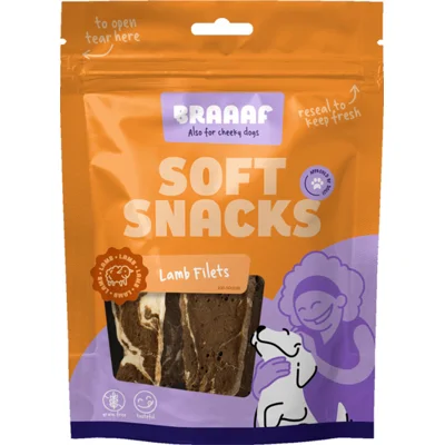 10x Braaaf Filet Hondensnack Lam Steak - Vis 85 gr