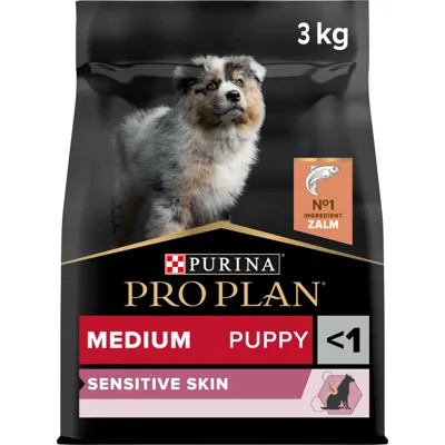 4x Pro Plan Puppy Medium Sensitive Skin Zalm 3 kg