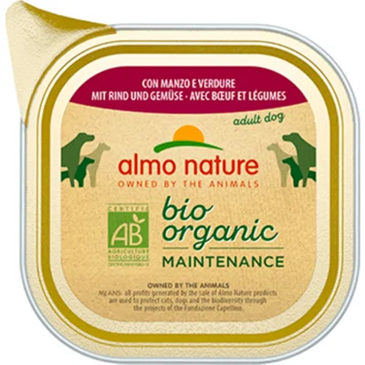 64x Almo Nature Bio Organic Maintenance Hondenvoer Rund&Groenten 100 gr