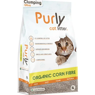 Purly Organic Supreme klontvormende maisvezel kattenbakvulling 3 x 5 liter