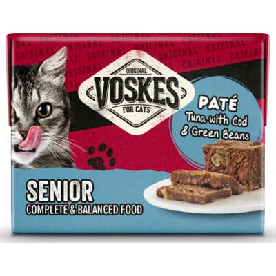 Voskes Original Paté Senior tonijn&Kabeljauw&Sperziebonen 8 x 95 gr