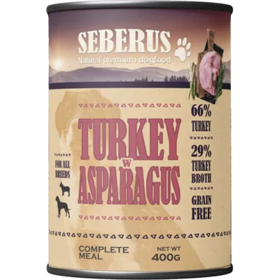 Seberus Turkey w/Asparagus graanvrij natvoer hond 12 x 400 g