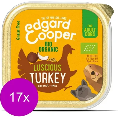 Edgard & Cooper hond Biologische Kalkoen kuipje 17 x 100gr