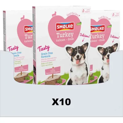 10x Smolke Vers Gestoomd Hondenvoer Nat Turkey 395 gr