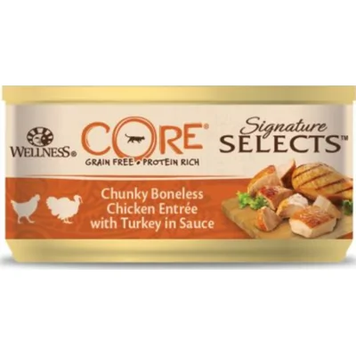 24x Wellness Core Kattenvoer Signature Selects Chunky Kip - Kalkoen 79 gr