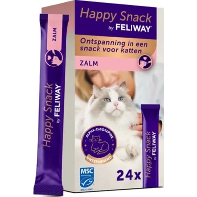 4x Feliway Happy Kattensnack Zalm 24 x 15 gr