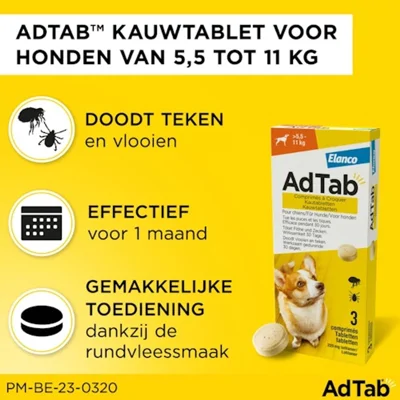 AdTab Hond - 225 mg - 5,5-11 kg - 2 x 3 tabletten