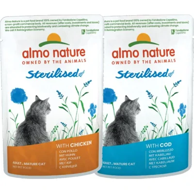 Almo Nature Sterilised - Maaltijdzakje - Kabeljauw en Kip