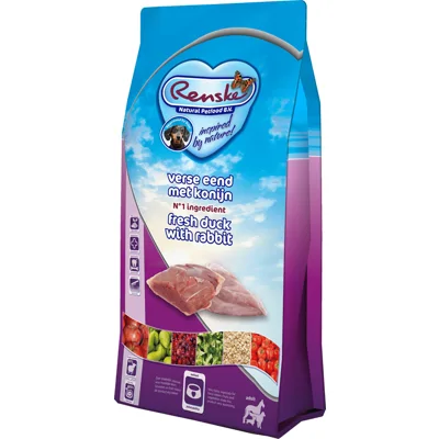 Renske Super Premium Adult vers bereide eend met konijn hondenvoer 6,5 kg