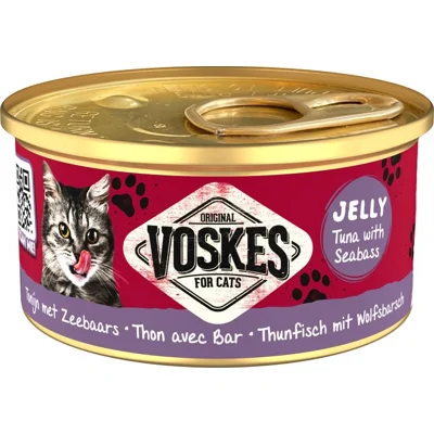 Voskes Jelly tonijn met zeebaars natvoer kat (24x85 g) 1 tray (24 x 85 g)