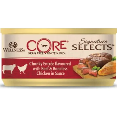 24x Wellness Core Kattenvoer Signature Selects Chunky Kip - Rund 79 gr