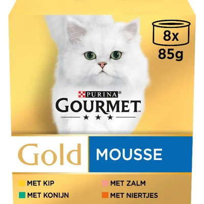 6x Gourmet Gold Mousse Kip - Zalm - Niertjes - Konijn 8 x 85 gr