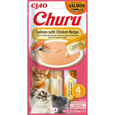 Ciao Churu Puree Kattensnack Salmon&Chicken 4 x 14 gr