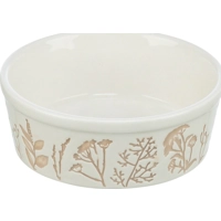 TRIXIE Keramische hondenvoerbak Grasveld, wit/taupe, Maat: 1,2 l/Ø 20 cm
