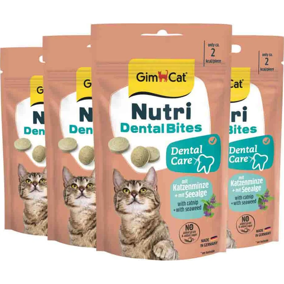 4x GimCat Kattensnack Nutri Dental Bites 40 gr