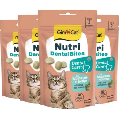 4x GimCat Kattensnack Nutri Dental Bites 40 gr