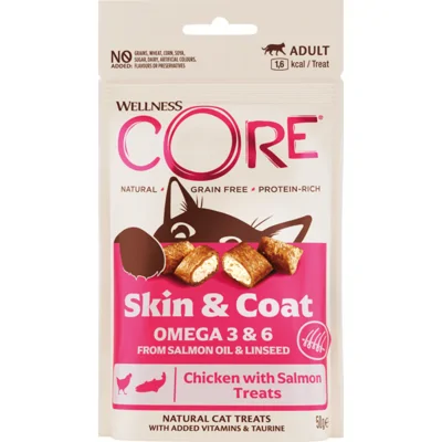 Wellness Core Kattensnack Skin & Coat - Kip & Zalm 50 gr