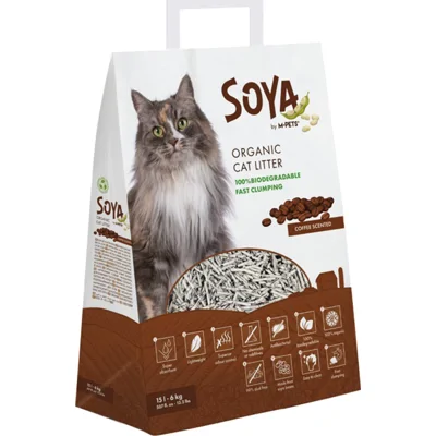 M-PETS - Soya Kattenbakvulling - 6 kg - 15 L - Koffie
