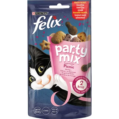 Felix Party Mix Snacks Picnic Snacks met kip-, kaas- & kalkoensmaak 4 x 60 g
