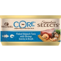 24x Wellness Core Kattenvoer Signature Selects Flaked Tonijn - Garnaal 79 gr