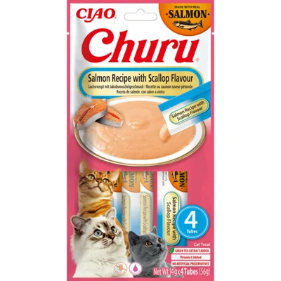 Ciao Churu Puree Kattensnack Salmon&Scallop 4 x 14 gr