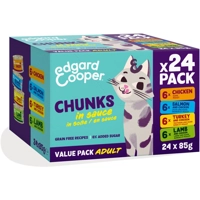 Edgard&Cooper Adult Chunks Kattenvoer Nat Kip&Zalm&Kalkoen&Lam 24 x 85 gr