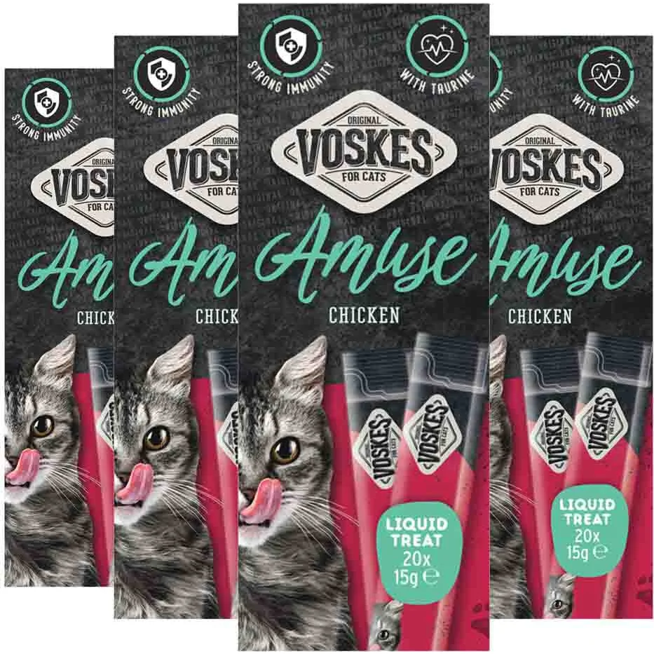 4x Voskes Kattensnack Liquid Treat Kip 20x15 gr