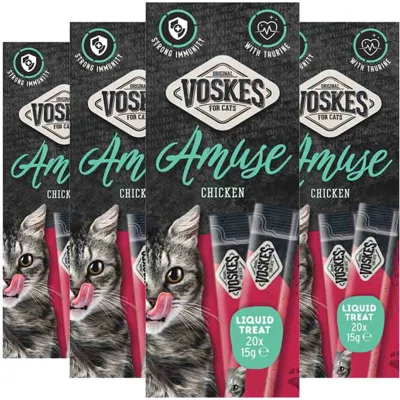 4x Voskes Kattensnack Liquid Treat Kip 20x15 gr