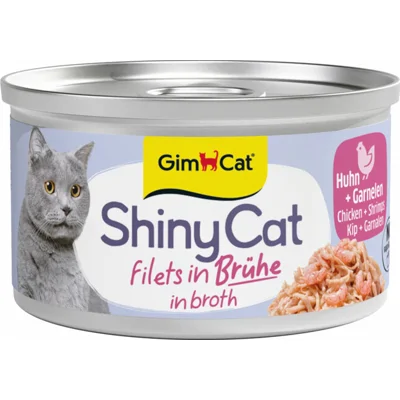 GimCat Kattenvoer Nat ShinyCat Filets in Jelly Kip&Garnalen 70 gr