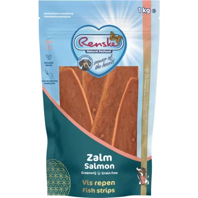 Renske Hondensnack Gezonde Beloning Vlees Strip Zalm 1 kg