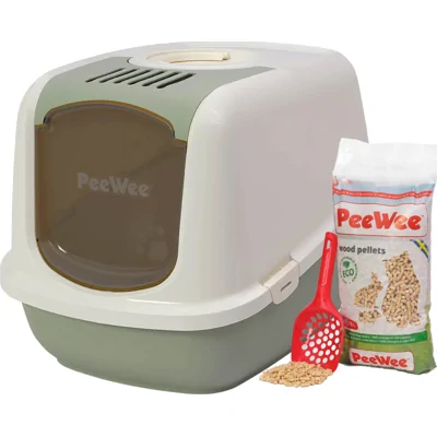 PeeWee EcoDome - Kattenbak - Startpakket Salie-Groen/Creme
