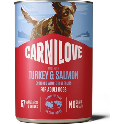 Carnilove zalm en kalkoen natvoer hond (blik) 1 tray (6 x 400 g)