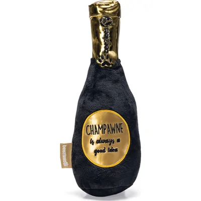 Beeztees Champagnefles pluche groot hondenspeelgoed