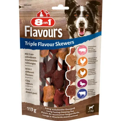 8in1 Triple Flavour skewers hondensnacks 1 verpakking
