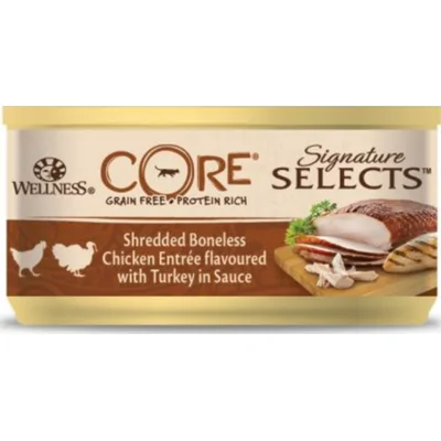 24x Wellness Core Kattenvoer Signature Selects Shredded Kip - Kalkoen 79 gr