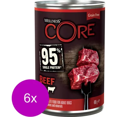 6x Wellness Core Hondenvoer Blik Rund - Broccoli 400 gr