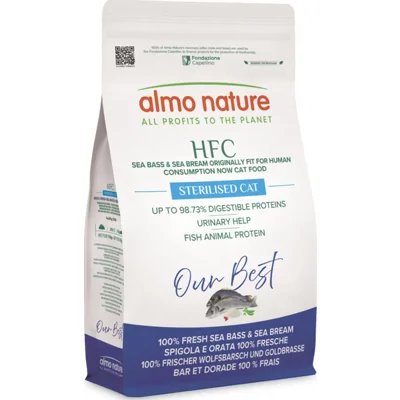 Almo Nature HFC Kattenvoer droog Our Best Cat Adult Zeebaars&Zeebrasem 1,2 kg