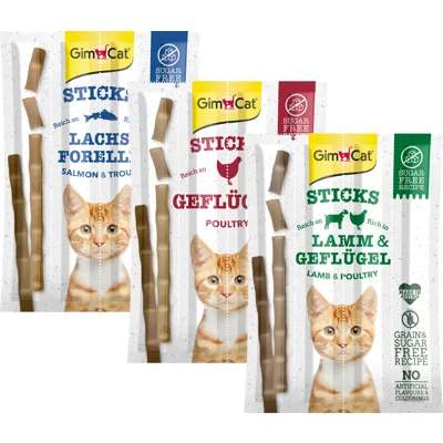 GimCat Sticks - Lam & Gevogelte - 16 Stuks (4 x 4 Stuks)