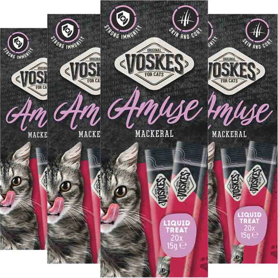 4x Voskes Kattensnack Liquid Treat Makreel 20x15 gr
