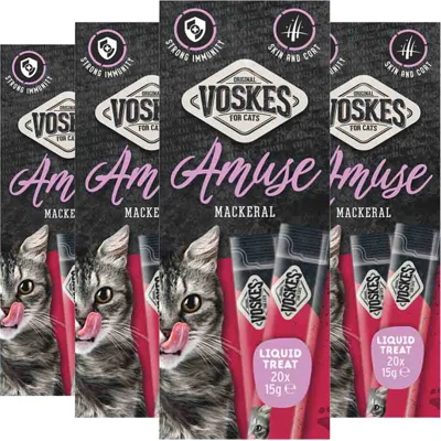 4x Voskes Kattensnack Liquid Treat Makreel 20x15 gr
